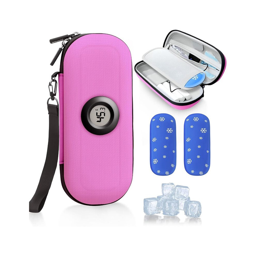 Insulin Cooler Diabetes Travel Case with Thermometer Temperature Display, Refrigerated Medication Travel Bag