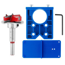 35mm Concealed Hinge Jig Kit for Woodworking, Drill Bits and Router Jig for Cabinet Door Installation
