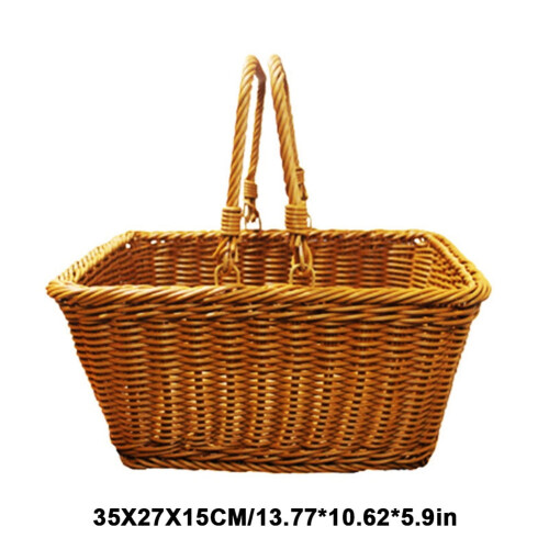 Wicker Basket Gift Baskets Empty Square Woven Picnic Basket Easter Candy Basket 1