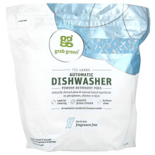 Grab Green, Automatischer Geschirrspüler-Pulver-Detergent-Tabletten, Duftfrei, 132 Lasten, 5 lbs 4 oz (2,376 g)