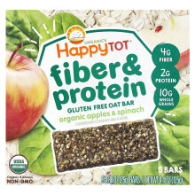 Happy Family Organics, Tot Felice, Bar di Avena Senza Glutine e Proteine, Per 2 Anni e In Su, Mele e Spinaci Biologici, 5 Bar, 0.88 oz (25 g) Ogni