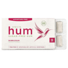 Stevita Naturals, Hum, Suikervrije Kauwgom, Bubblegum, 12 Stukken