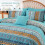 Boho comforter set microfiber 8-piece teal yellow 2