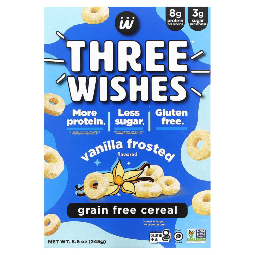 Three Wishes, Cereal sem Grãos, Vanilla Frosted, 8.6 oz (245 g)