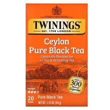 Twinings, Ceylon Pure Black Tea, 20 čajových vajec, 1,41 oz (40 g)