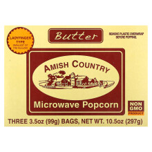 Amish Country Popcorn, Mikroaaltopopcorn, Voide, 3 Pakkausta, 3.5 oz (99 g) Kussakin