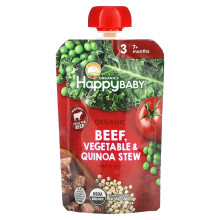 Happy Family Organics, Happy Baby, Carne de Bivol Organic, 7+ Luni, Stew de Legume & Quinoa, 3,5 oz (99 g)