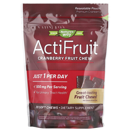 Nature's Way, ActiFruit, Κρανμπέρι Φρούτα Μούσκεμα, 500 mg, 20 Μαλακά Χάπι
