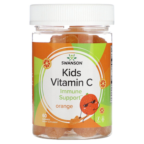 Swanson, Lasten Vitamiini C, Orange, 60 Gummies