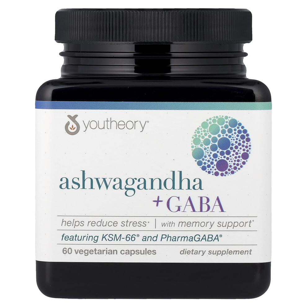 Youtheory , Ashwagandha + Gaba, 60 Vegetarian Capsules