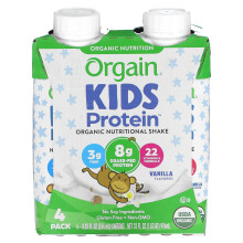 Orgain, Protein pro děti, Organický výživový shake, Vanilka, 4 balení, 8,25 fl oz (244 ml) Každý