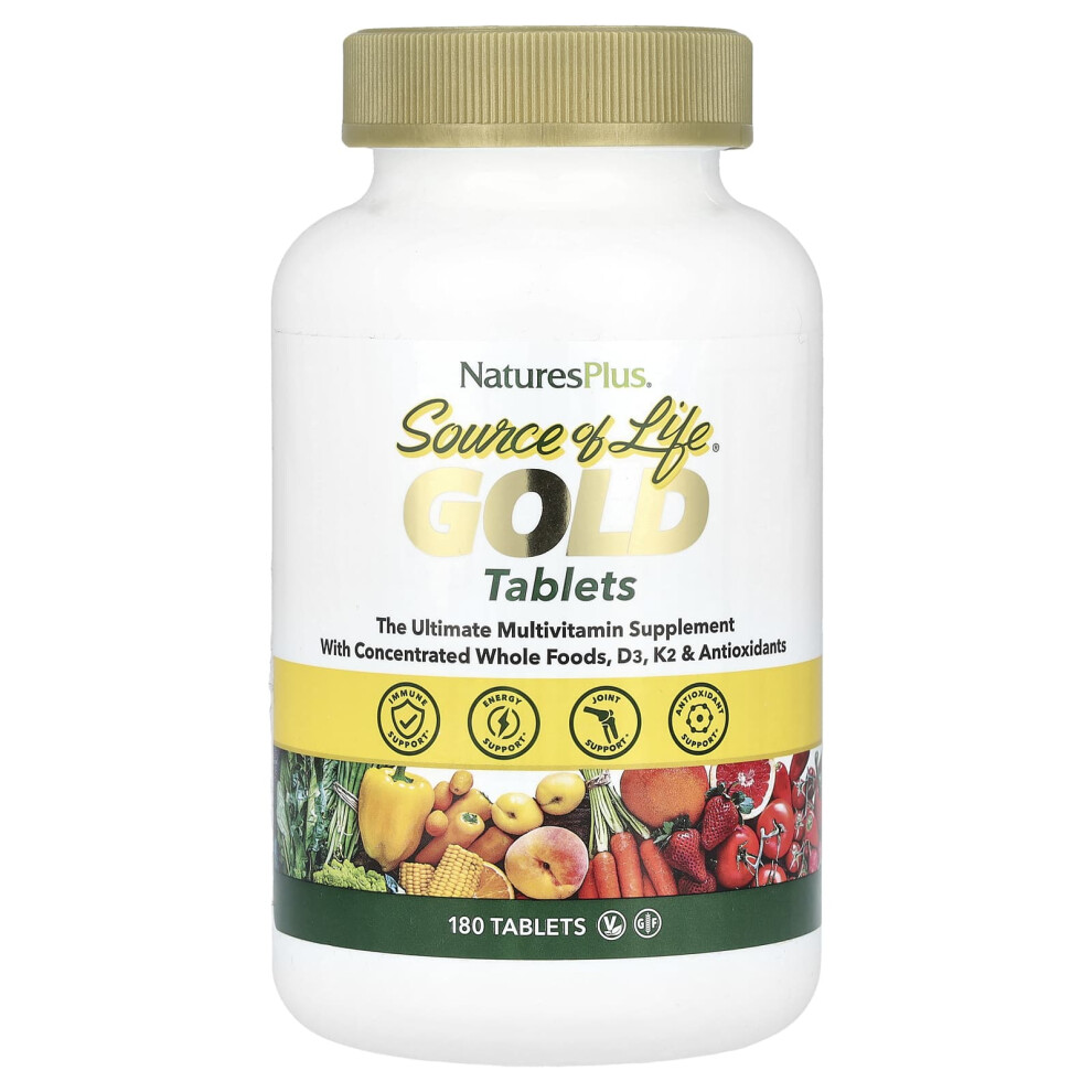 Naturesplus Gold Source Of Life Tablets, Ultimate Multi-Vitamin Supplement, 180 Tablets