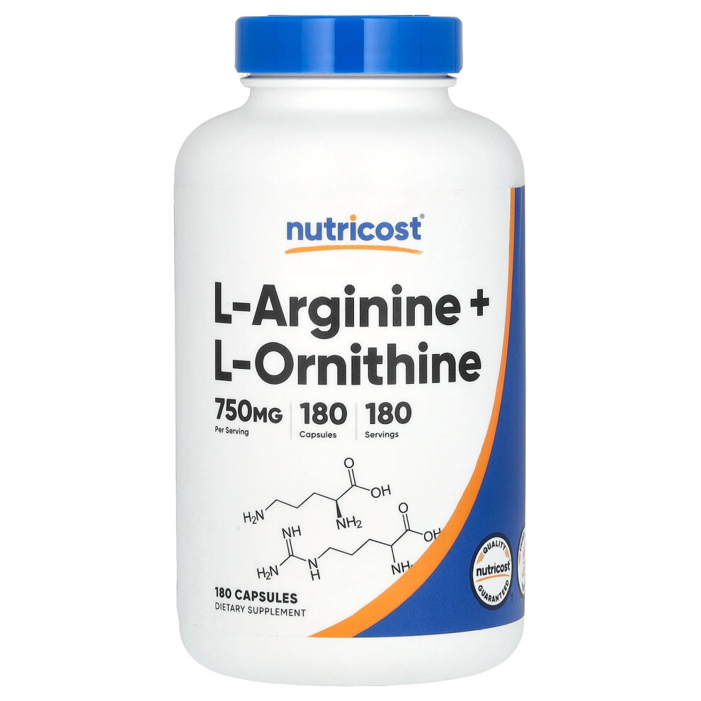 Nutricost , L-Arginine + L-Ornithine, 750 Mg, 180 Capsules