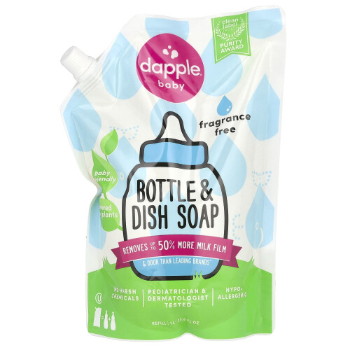 Dapple Baby, Βάφλα & Πιάτο Σαπουνιού Refill, Χωρίς Αρώματα, 33.8 fl oz (1 L)