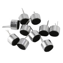 10er 2 Pin Capsule MIC Elektret-Kondensator-Mikrofon-Silber-Ton Schwarz