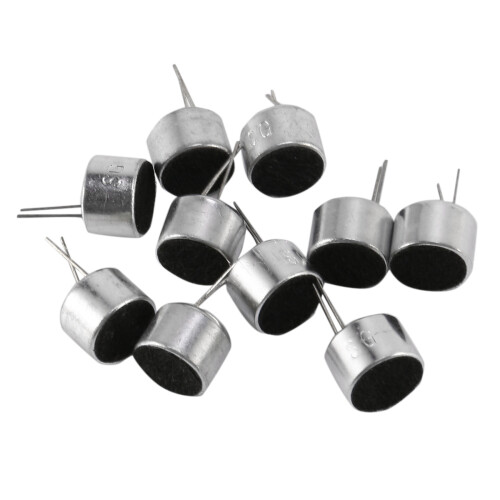 10 Pcs 2 Pin  MIC Capsule Electret Condenser Microphone Silver Tone Black