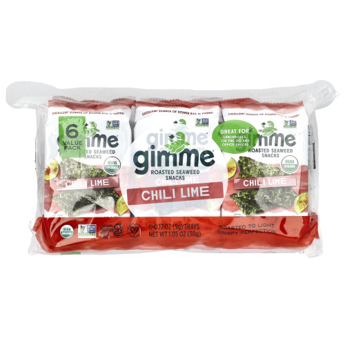 gimMe, Ροαστέρι Θάλασσα Σνακς, Chili Lime, 6 Pack, 0.17 oz (5 g) Each