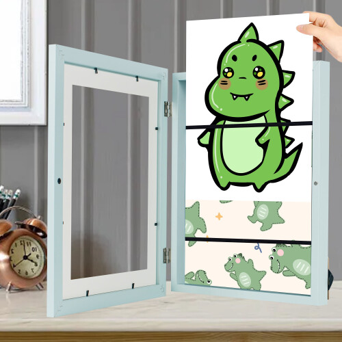 Kids Art Frames 8.511", Front-Opening, Changeable Display & Storage Stand (2PK Blue) 2