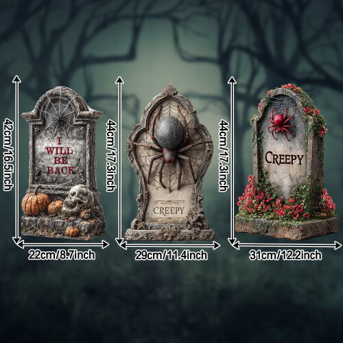 Halloween Plastic Tombstone Decor with Floor Socket 2