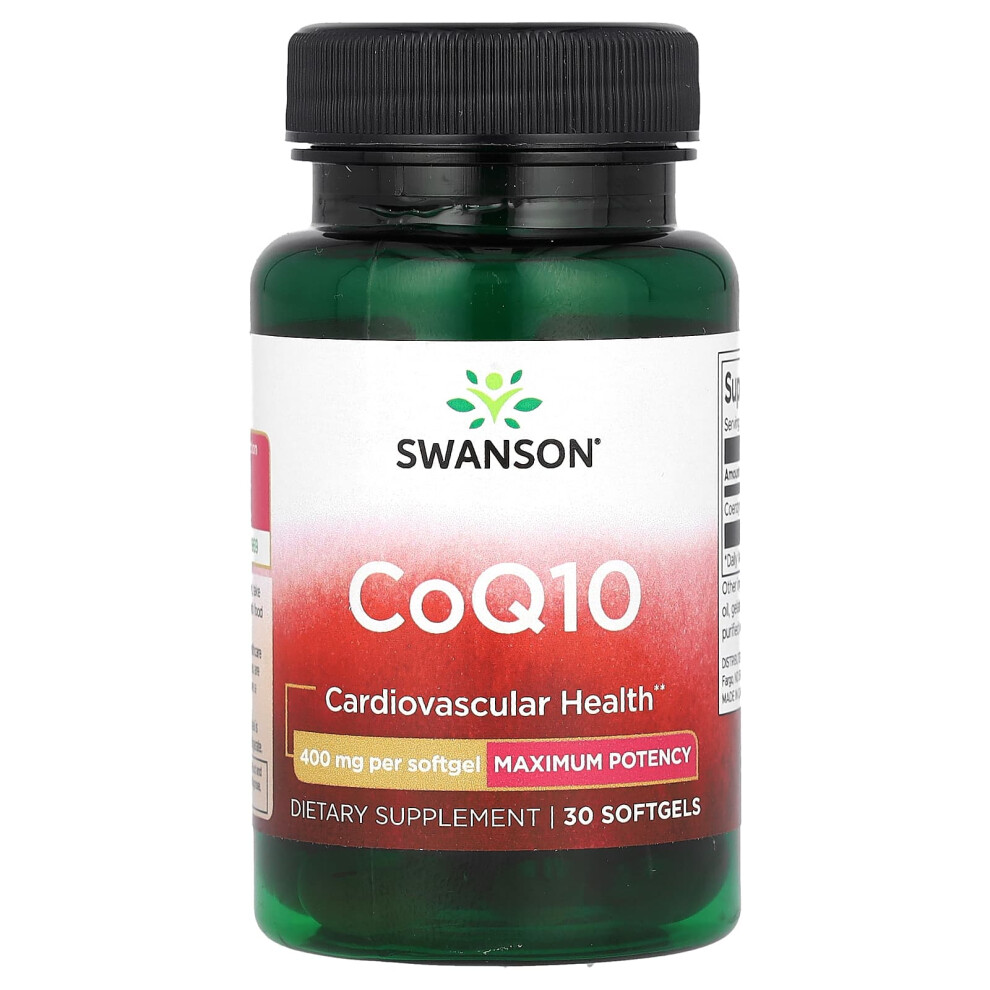 Swanson , Coq10, Maximum Potency, 400 Mg, 30 Softgels