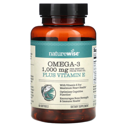 NatureWise, Omega 3 Plus Vitamina E, 60 Softgels