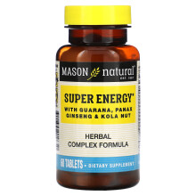 Mason Natural, Super Energy s Guaranou, Panax Ginseng & Kola Nut, 60 Tabletiek