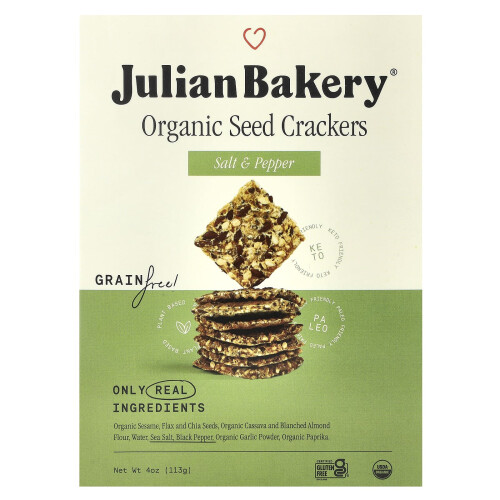 Julian Bakery, Οργανικά Σιτάρι Κρακέρ, Salt & Pepper, 4 oz (113 g)