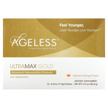 Ageless Foundation Laboratories, UltraMax Goud, Geavanceerde Rejuvenatieformule met Alphatrophin, Valencia Oranje, 22 Pakketten, 0,61 oz (17,4 g) Elk