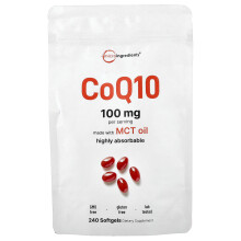 Micro Ingredients, CoQ10, 240 měkkých kapslí (50 mg na kapsli)