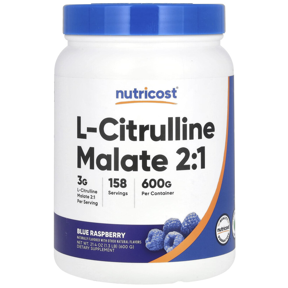 Nutricost Blue L-Citrulline Malate 2:1, Raspberry, 21.4 Oz (600 G)