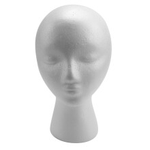 27.5*52cm Manequi / Maniqui de cabeza Mujer de Espuma(Poliestireno) Expositor para gorro,auriculares, accesorios de pelo y pelucas Foam Mannequin