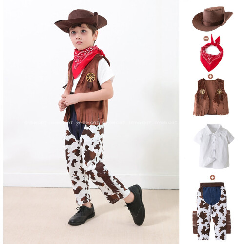 Σετ ρούχων Western Cowboy για μωρά, νήπια και αγόρια, παιδικό σετ ρούχων με γιλέκο και 1