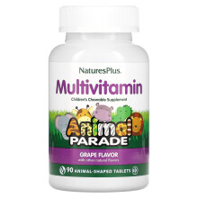 NaturesPlus, Djur Parad, Bärbara Multivitamin Supplent, Grape, 90 Djurformade Tabletter