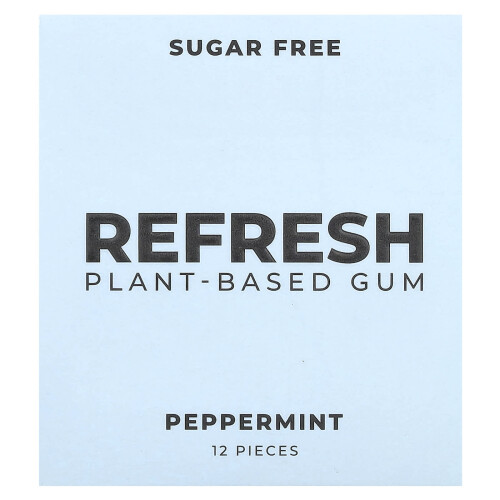 Refresh Gum, Plant-Based Gum, Peppermint, 12 Pieces