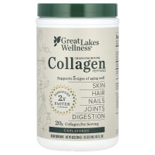 Great Lakes Wellness, Peptide de Colagen de Bovin de Iarbă, Neîndulcit, 10 oz (284 g)