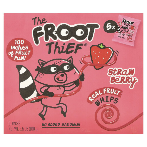 The Froot Thief, Αληθινές Φρούτα Whips, Στρόγγυλο, 5 Πακέτα, 0.7 oz (20 g) Κάθε