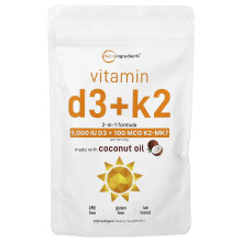 Micro Ingredients, Vitamin D3 + K2, 300 Softgels