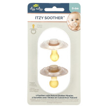 itzy ritzy, Itzy Soother, Pälsar med Naturliga Gummitänder, 0-6 Månader, Kokos & Toast, 2 Pälsar