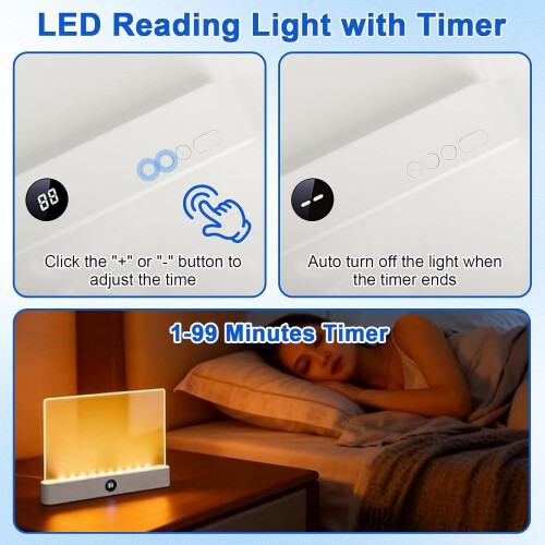 Wiederaufladbare LED-Leseleuchte mit Timer und 3 Farbmodi 2