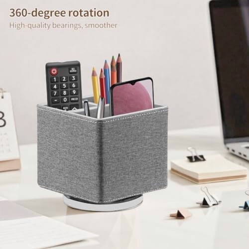 Supporto per telecomando girevole a 360 – Comodino in similpelle 1
