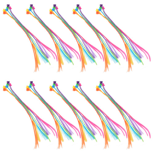 240Pièces Extensions Ponytail Colorées Tressées Accessoires Filles 1