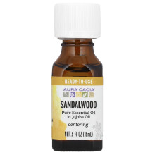 Czysty olej eteryczny Aura Cacia w oleju jojoba, sandałowie, 0,5 fl oz (15 ml)
