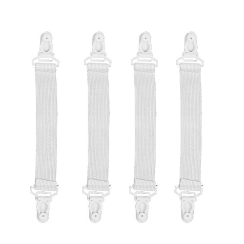 4 St Hem Vit Elastisk Madrass Lakan Gripper Clips