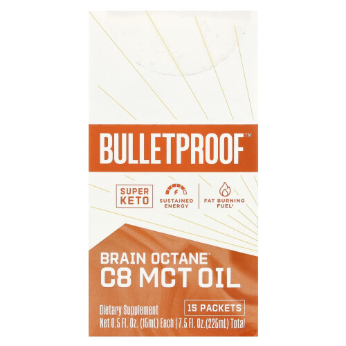 BulletProof, Olio MCT C8 Brain OctaneÆ, 15 Pacchetti, 0.5 fl oz (15 ml) Ogni