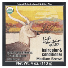Light Mountain, Naturlig Hårfärg & Balsam, Mediumbrun, 4 oz (113 g)