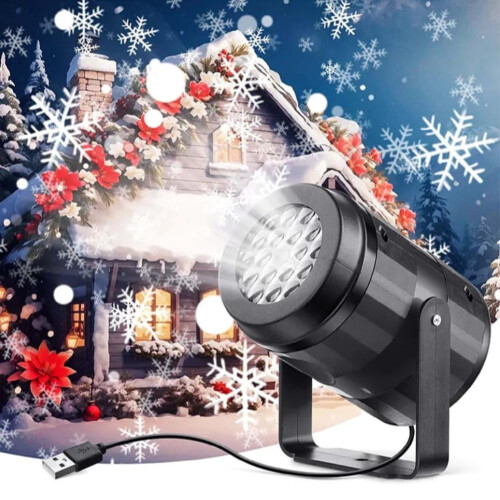 Rotating Snowflake Projector Light USB Powered 1