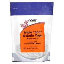 NOW Foods, Drievoudig '000' Gelatinecapsules, Ongeveer 200 Lege Gelatinecapsules, 1,16 oz (33 g)