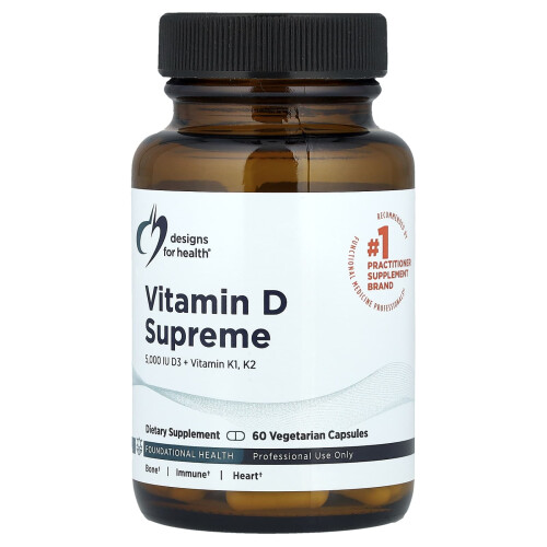 Designs For Health, Υπέροχος Βιταμίνης D, D3 + Βιταμίνη K1, K2, 60 Βεγέταρια Φιαλίδια