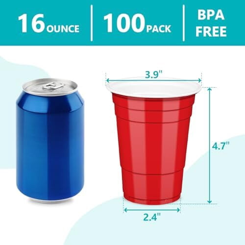 100 røde 16oz engangs drikkekopper i plast 1