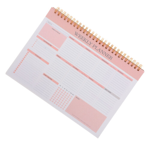 4Pièces Agenda Hebdomadaire Undaté Rose Pour